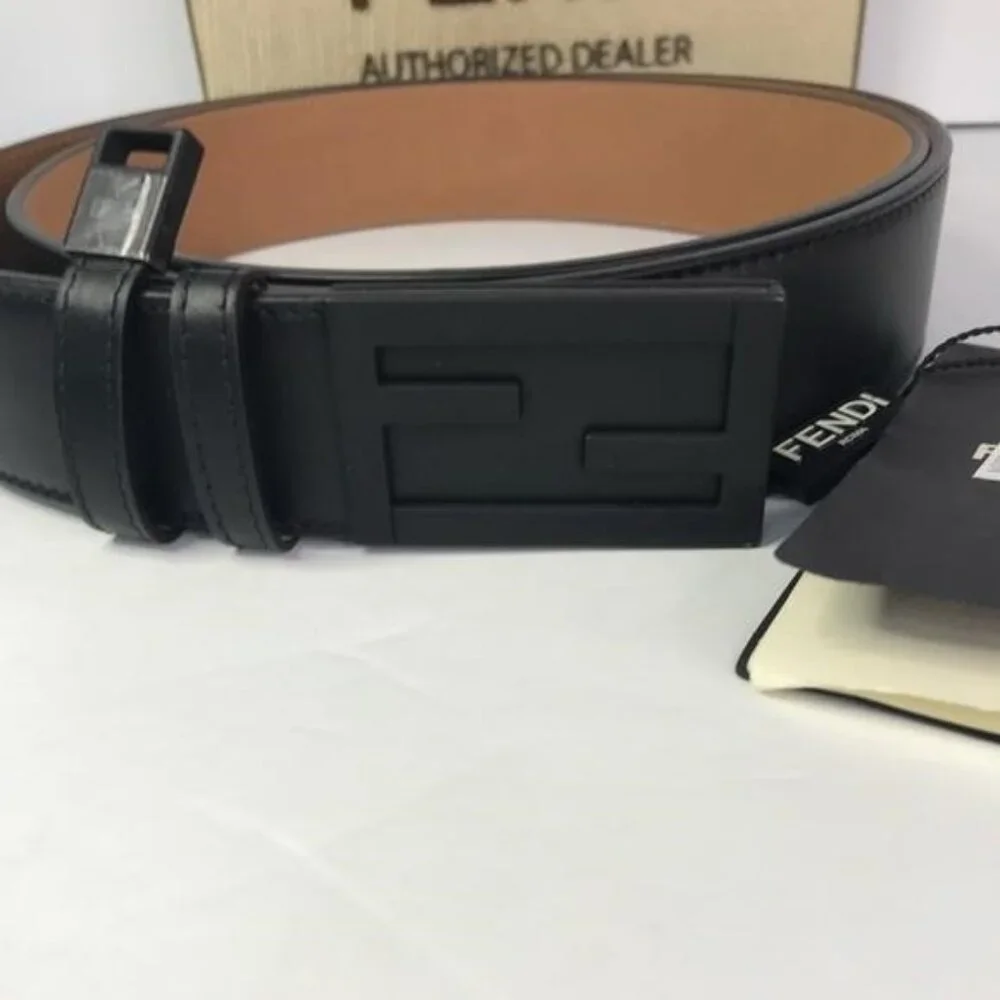 💯 - New Authentic Fendi Baguette FF Logo Buckle Leather Belt